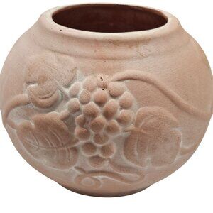 Terracotta Vase With Embossed Grape & Leaf Design